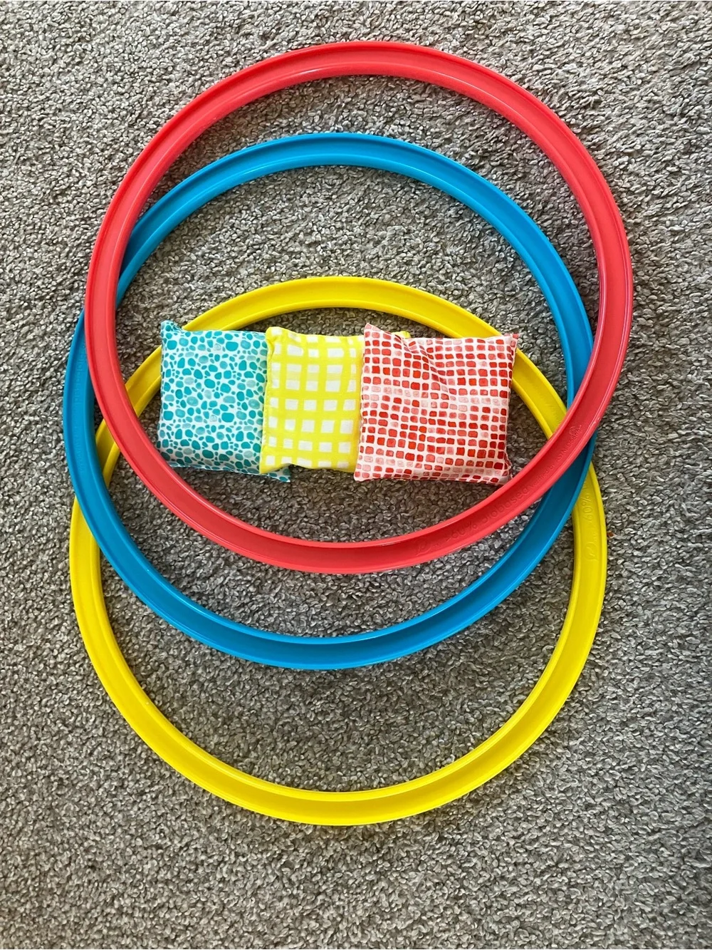 Lovevery Jump-In Eco Hoops & Bean Bags Set - Red, Yellow, Blue